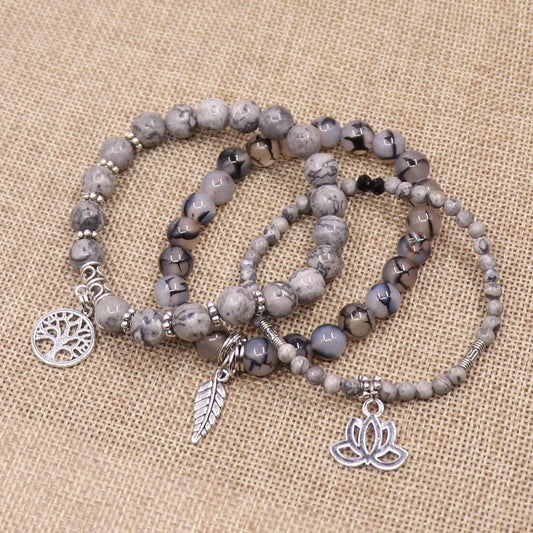 Pulseras de piedras curativas con Árbol de la Vida