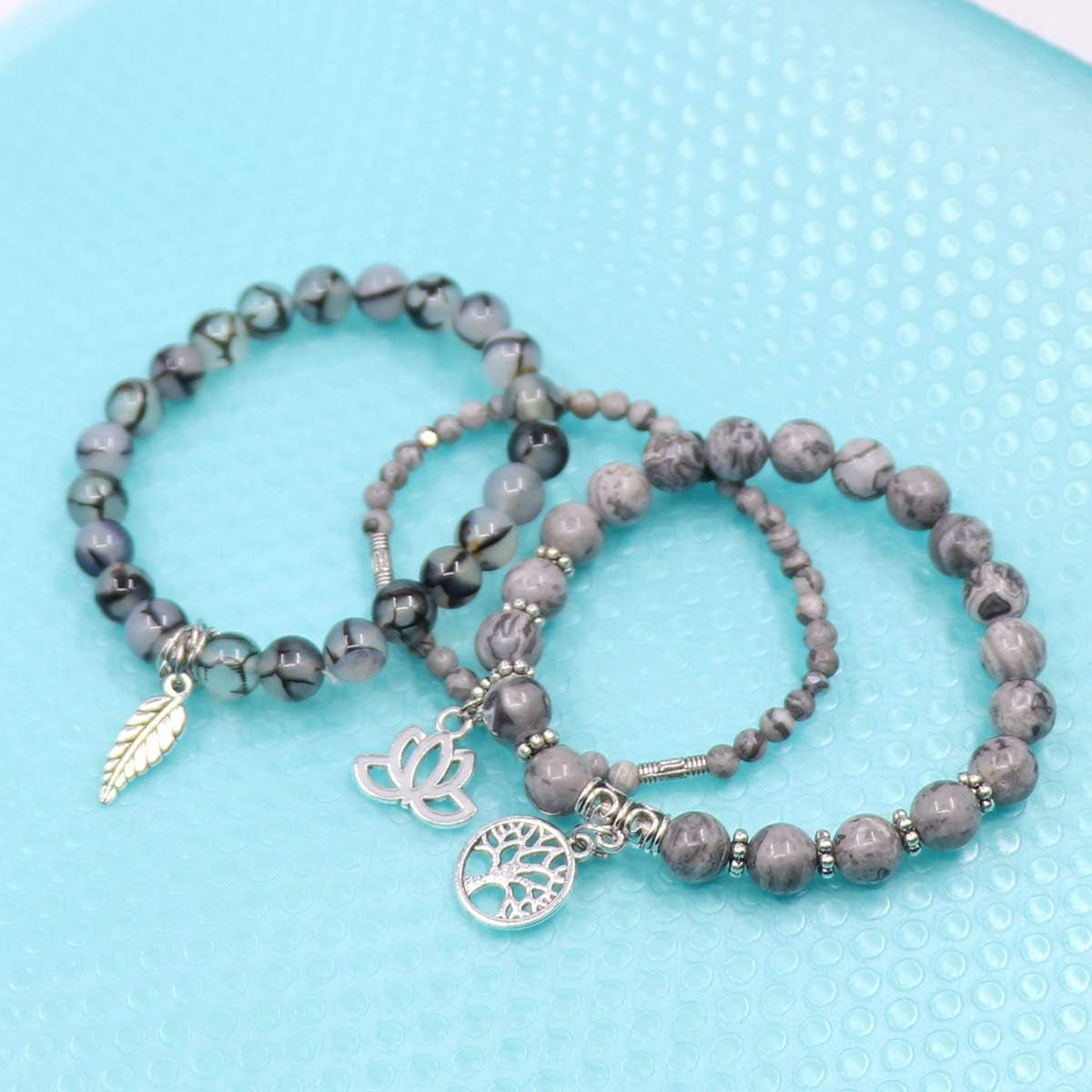 Pulseras de piedras curativas con Árbol de la Vida