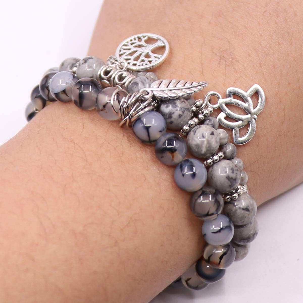 Pulseras de piedras curativas con Árbol de la Vida