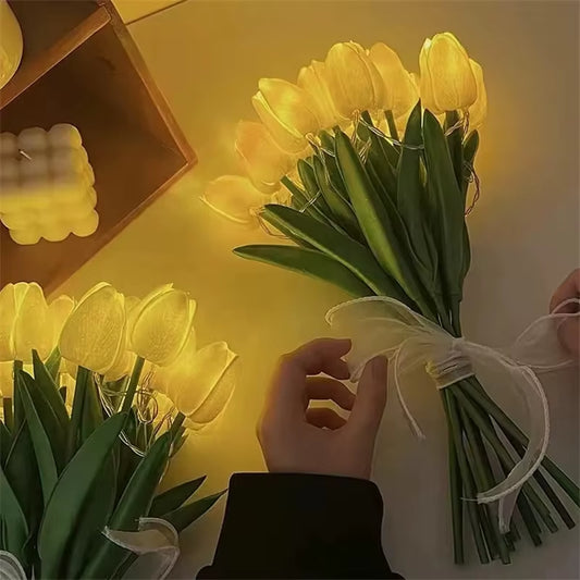 Bellas  Flores Tulipanes Led 10 Piezas