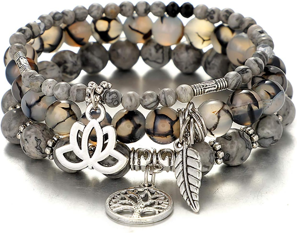 Pulseras de piedras curativas con Árbol de la Vida